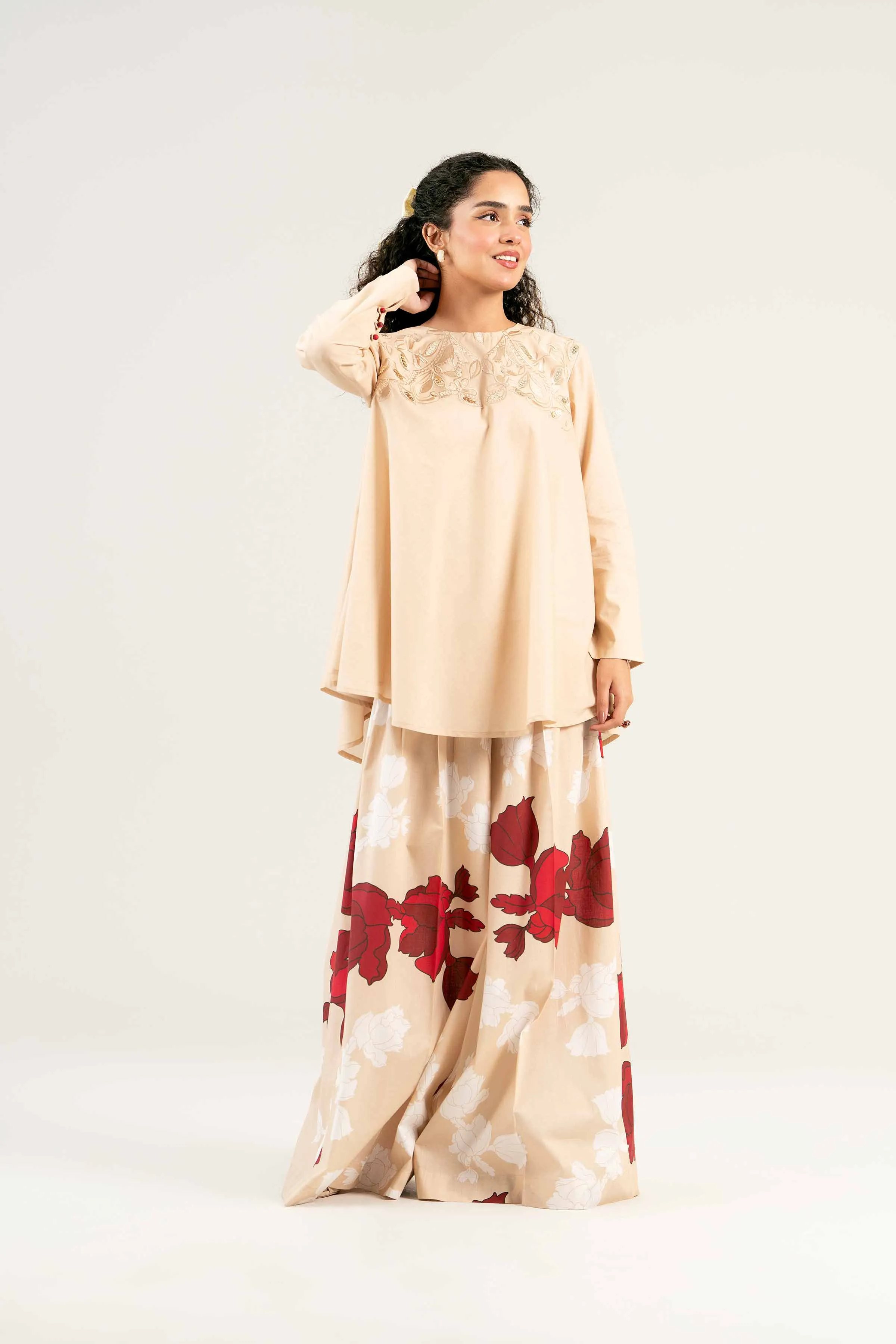 2 Piece - Printed Embroidered Suit - AS25-35