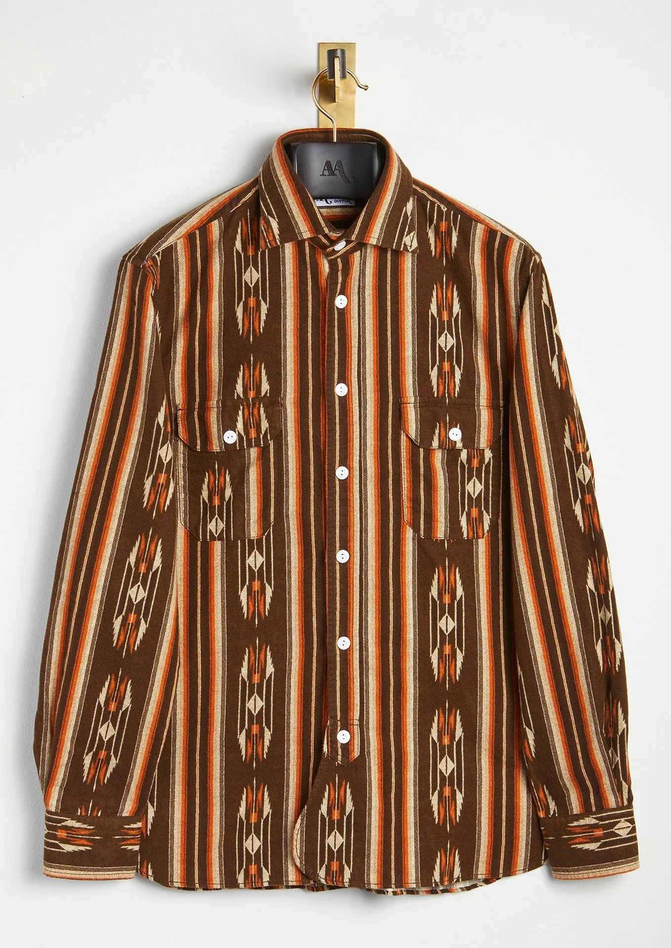 AANTERO NAVAJO ORANGE COTTON FLANNEL SHIRT