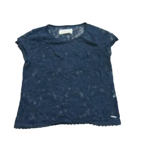 Abercrombie & Fitch Womens Floral Crochet Blouse Top Cap Sleeve Black Size XS