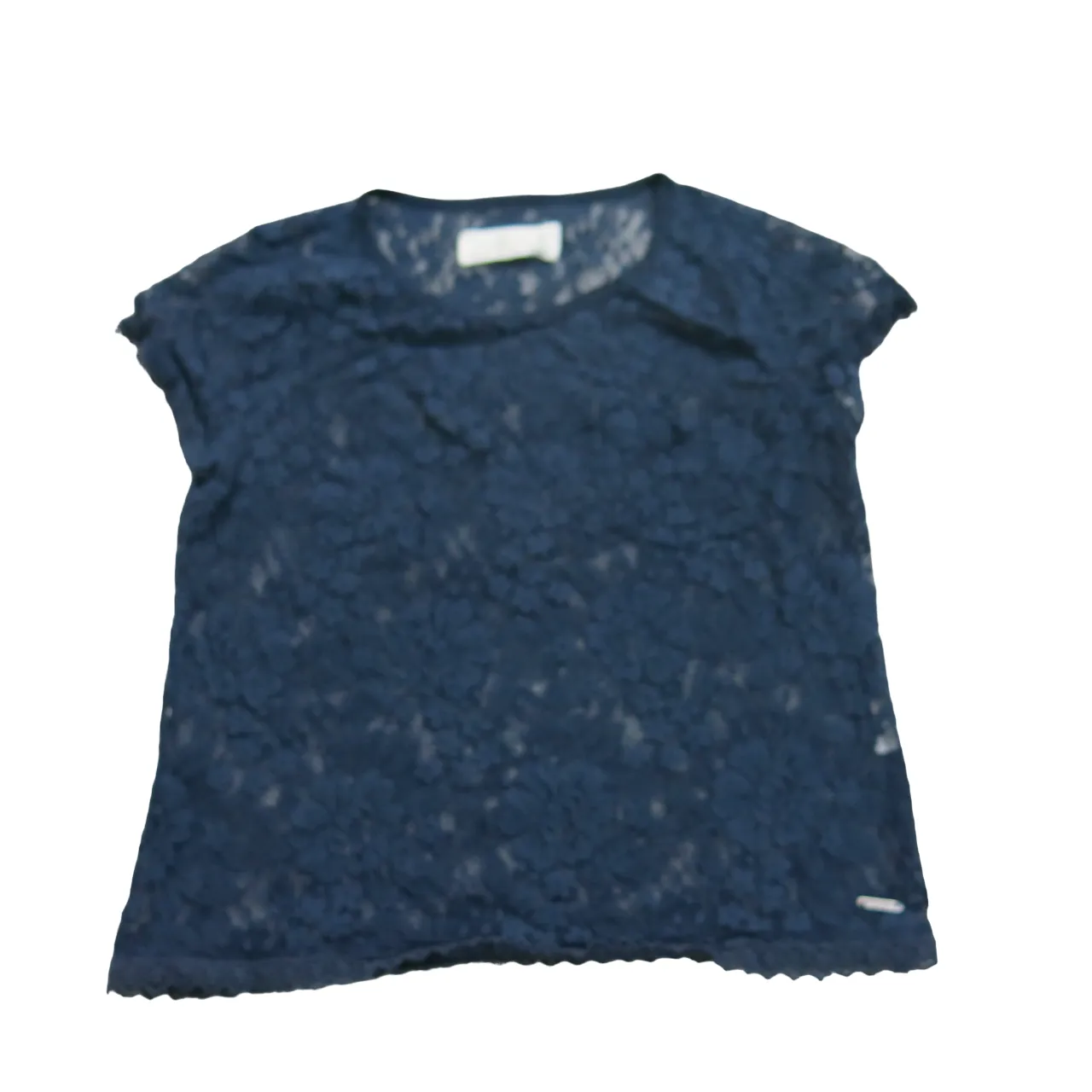 Abercrombie & Fitch Womens Floral Crochet Blouse Top Cap Sleeve Black Size XS