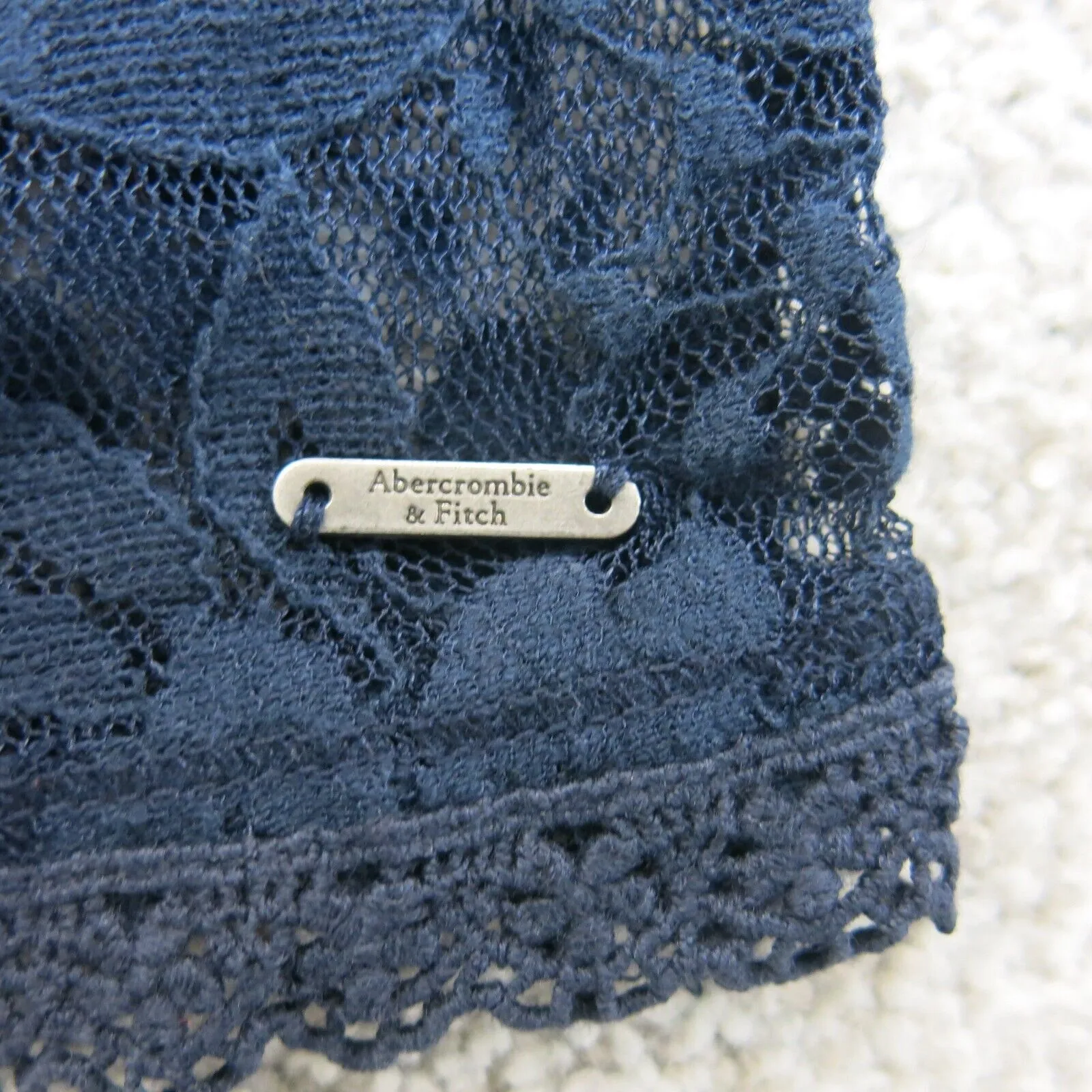 Abercrombie & Fitch Womens Floral Crochet Blouse Top Cap Sleeve Black Size XS