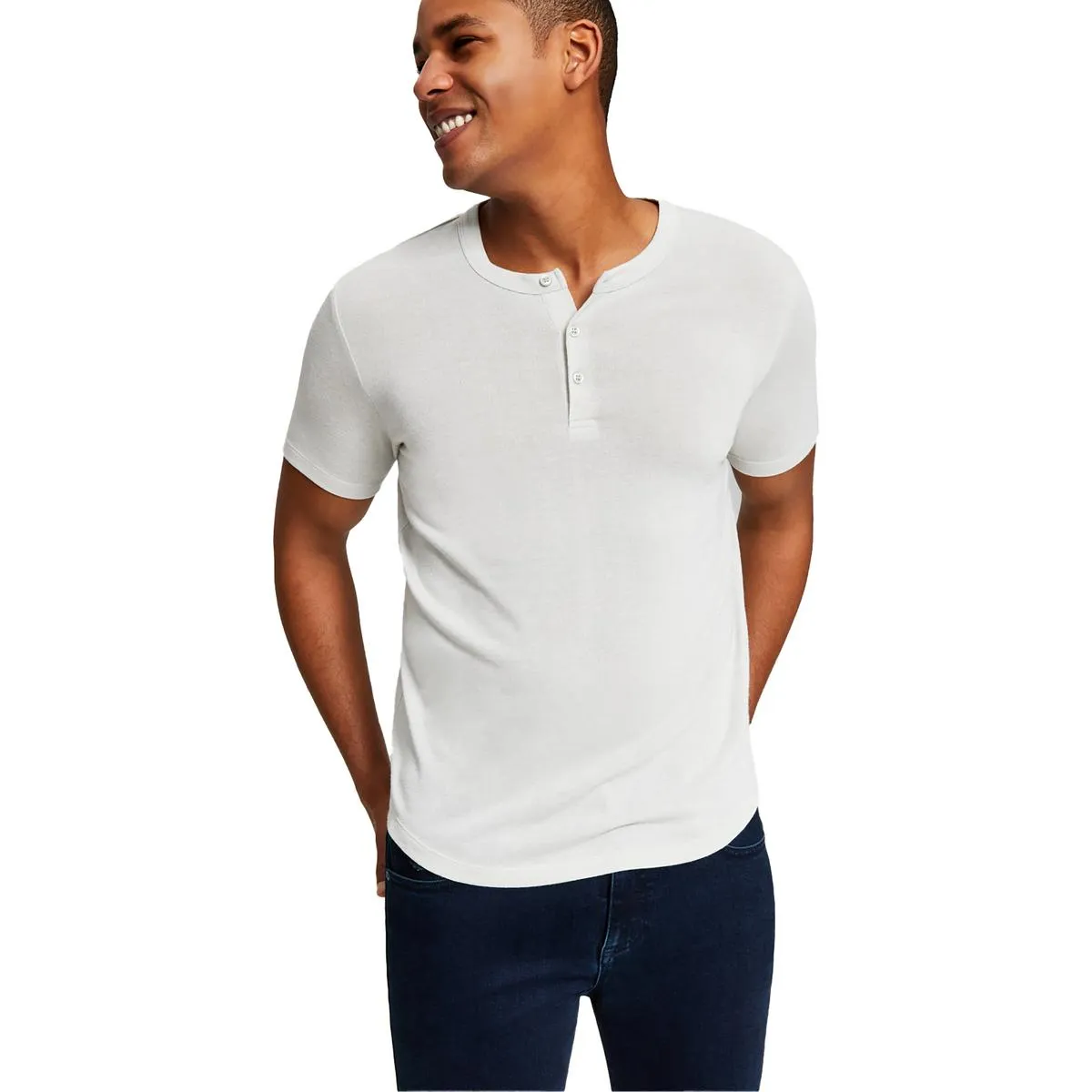 And Now This Mens Knit Short Sleeves Henley Shirt