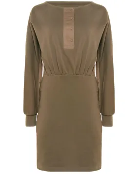 Army French Terry Henley Mini Dress