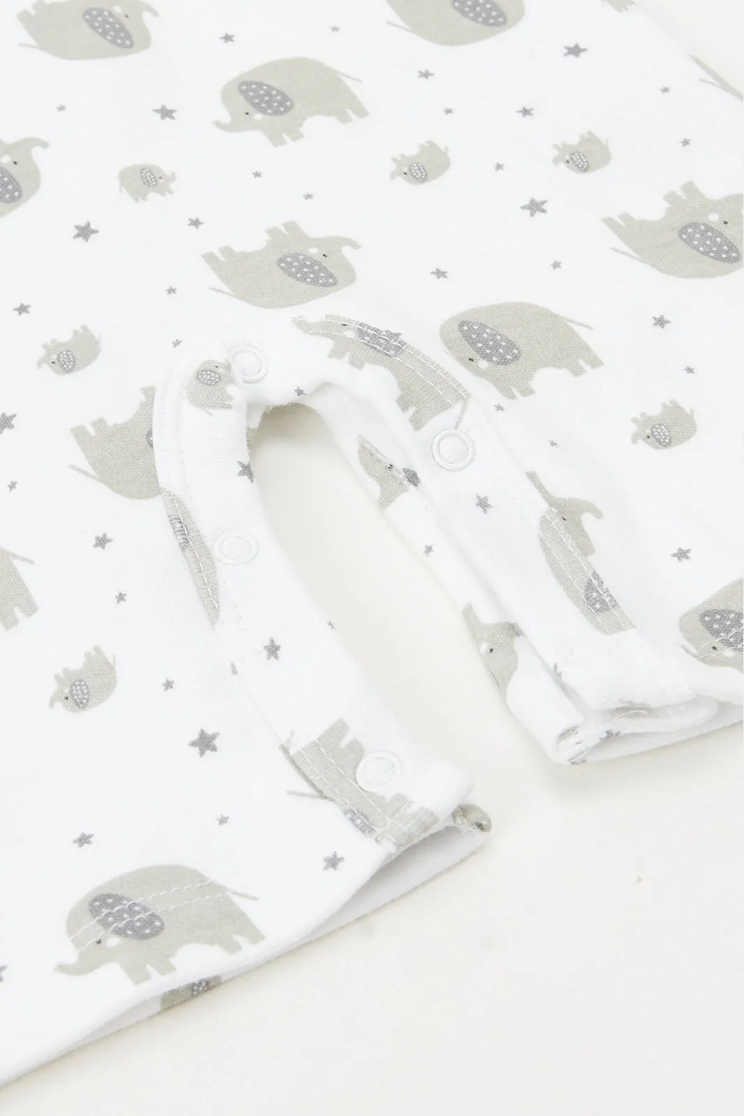 Baby White And Grey Printed T-Shirt And Dungaree Set (2 Piece)