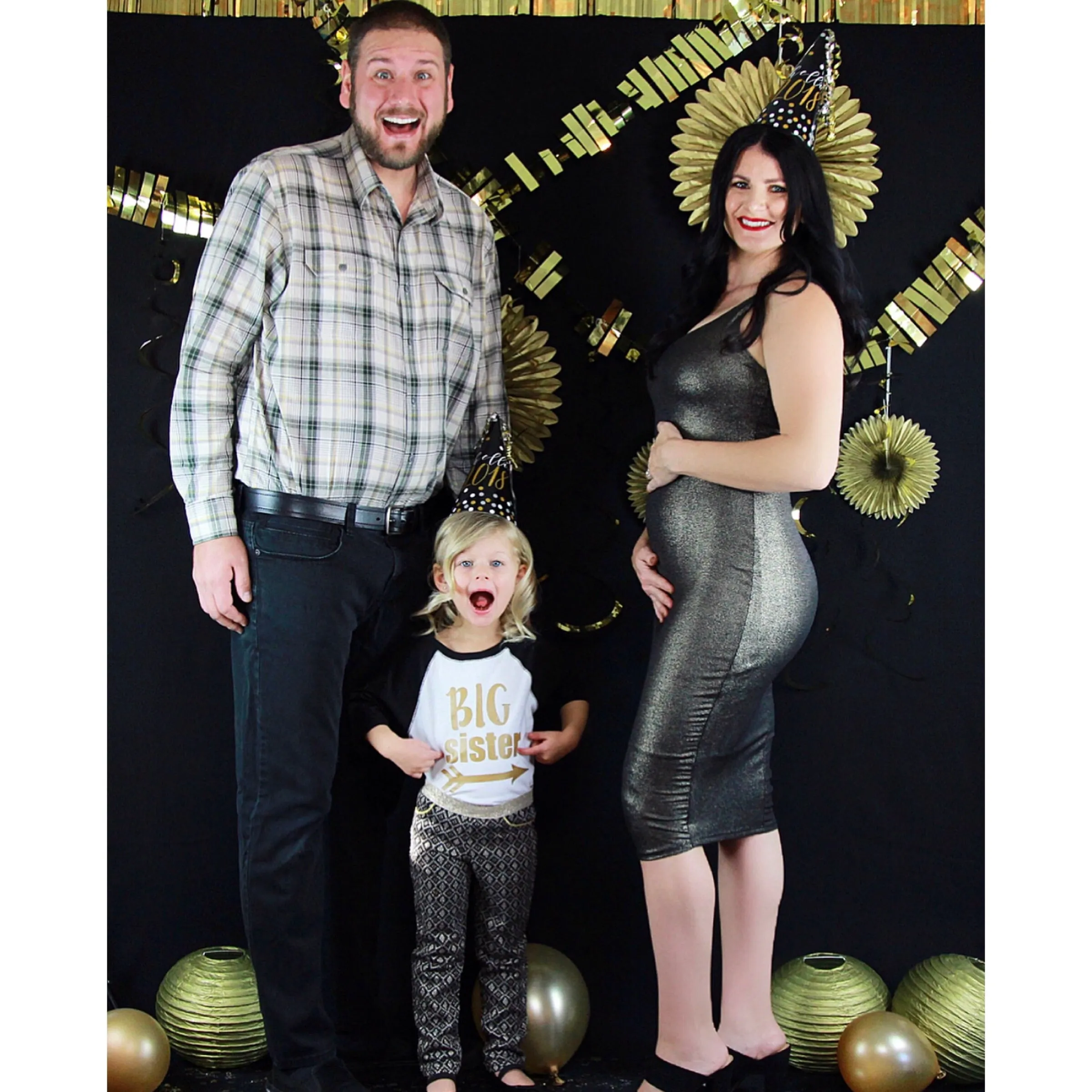 Big sister Raglan - black and gold