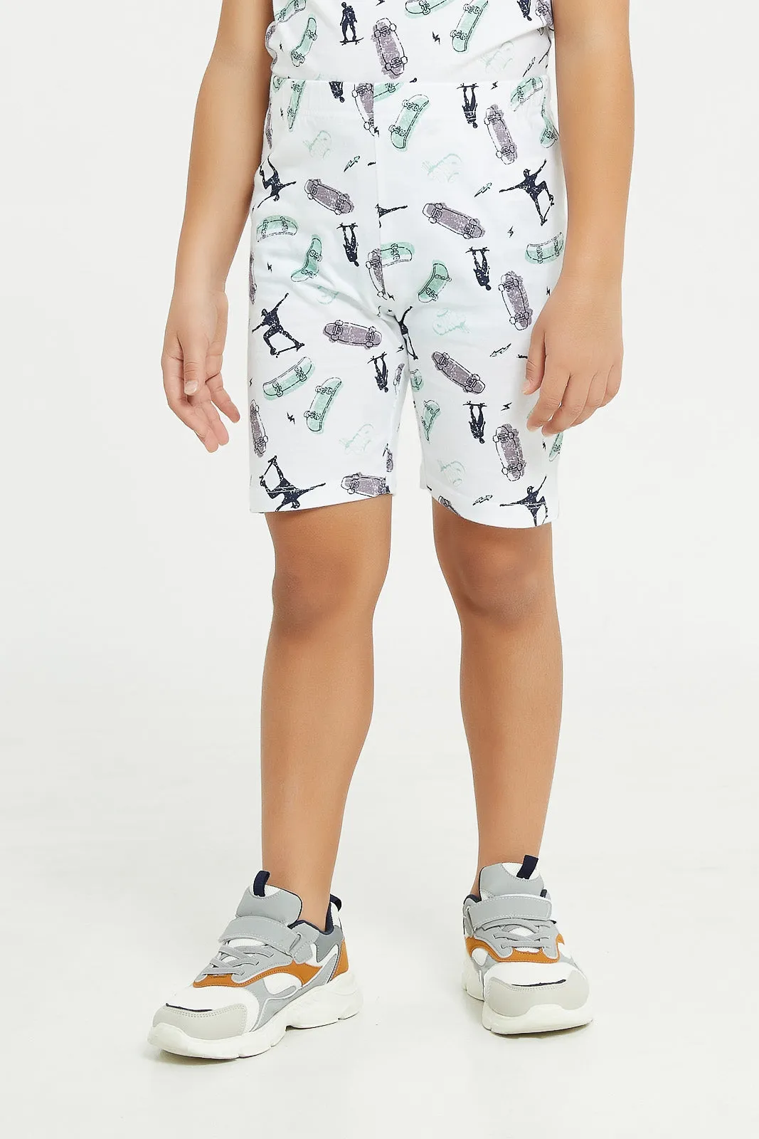 Boys White Skater Print Pyjama Set (2 Piece)