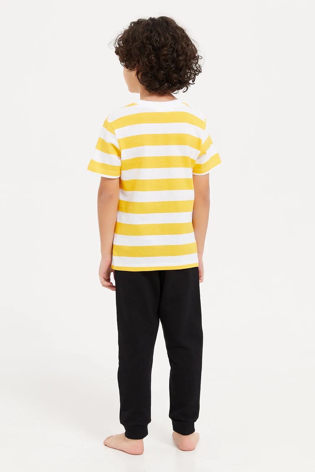 Boys Yellow Printed Pyjama Set (2 Piece)