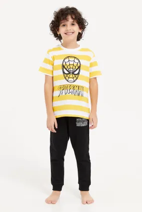 Boys Yellow Printed Pyjama Set (2 Piece)