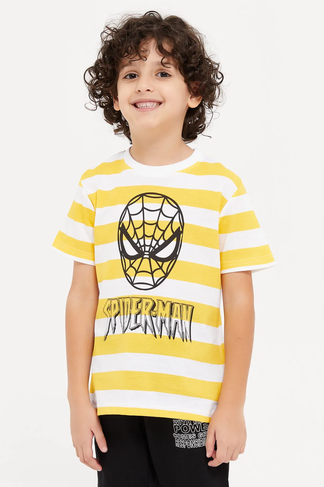 Boys Yellow Printed Pyjama Set (2 Piece)