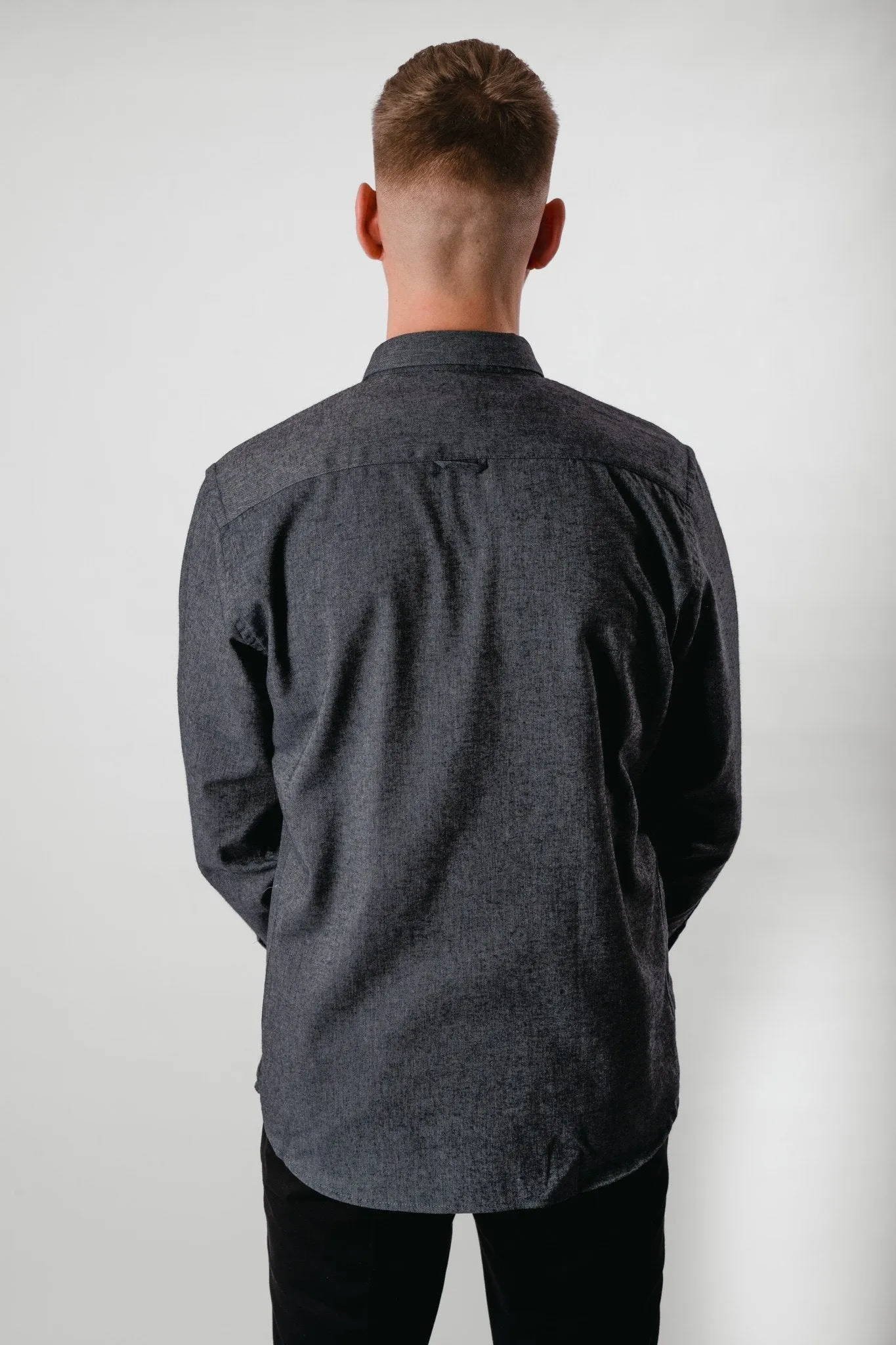 Brok Flannel Melange Shirt - Medium Grey Melange