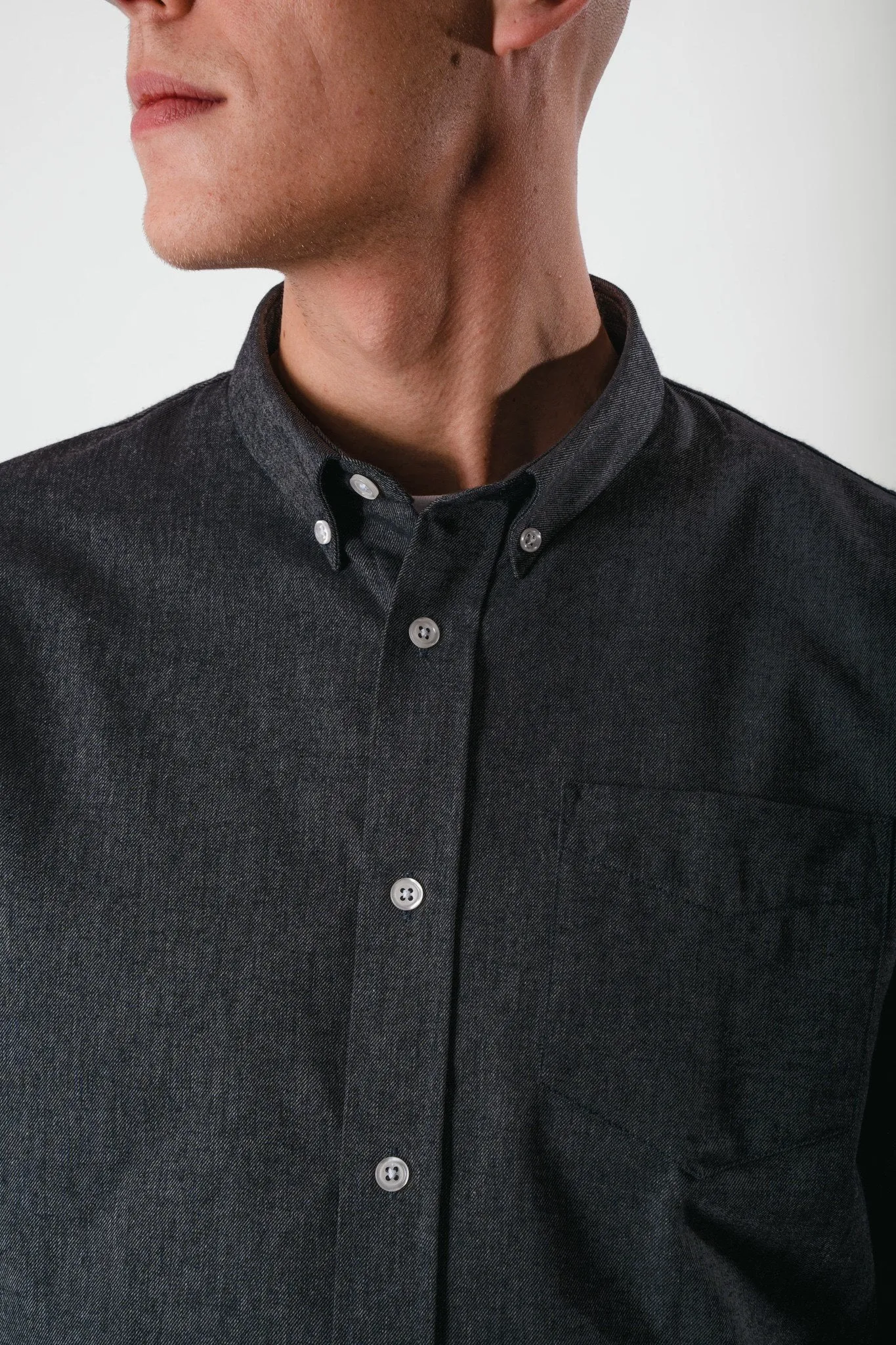 Brok Flannel Melange Shirt - Medium Grey Melange