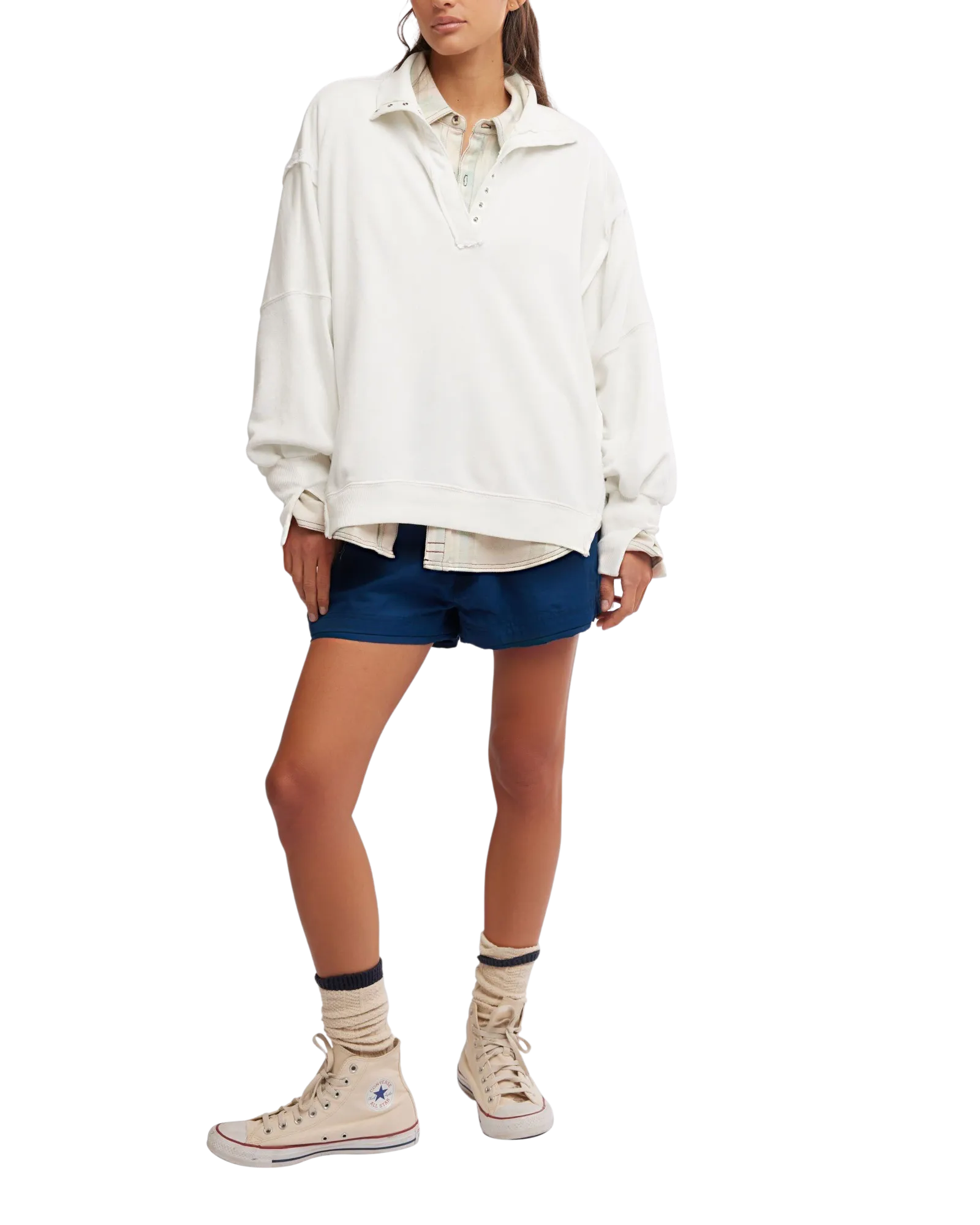 Camden Henley 1/4 Zip Sweatshirt in Optic White
