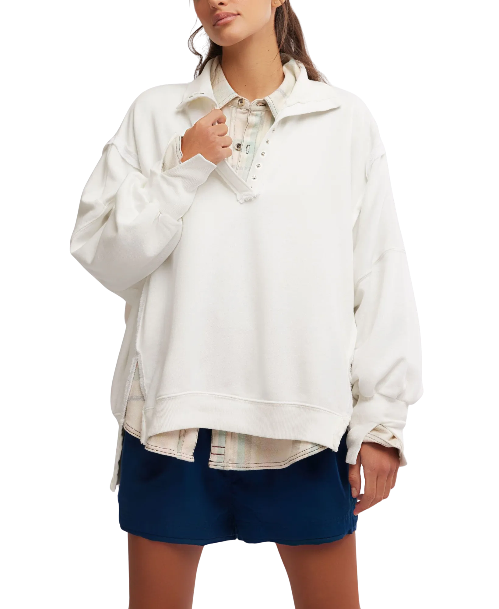 Camden Henley 1/4 Zip Sweatshirt in Optic White