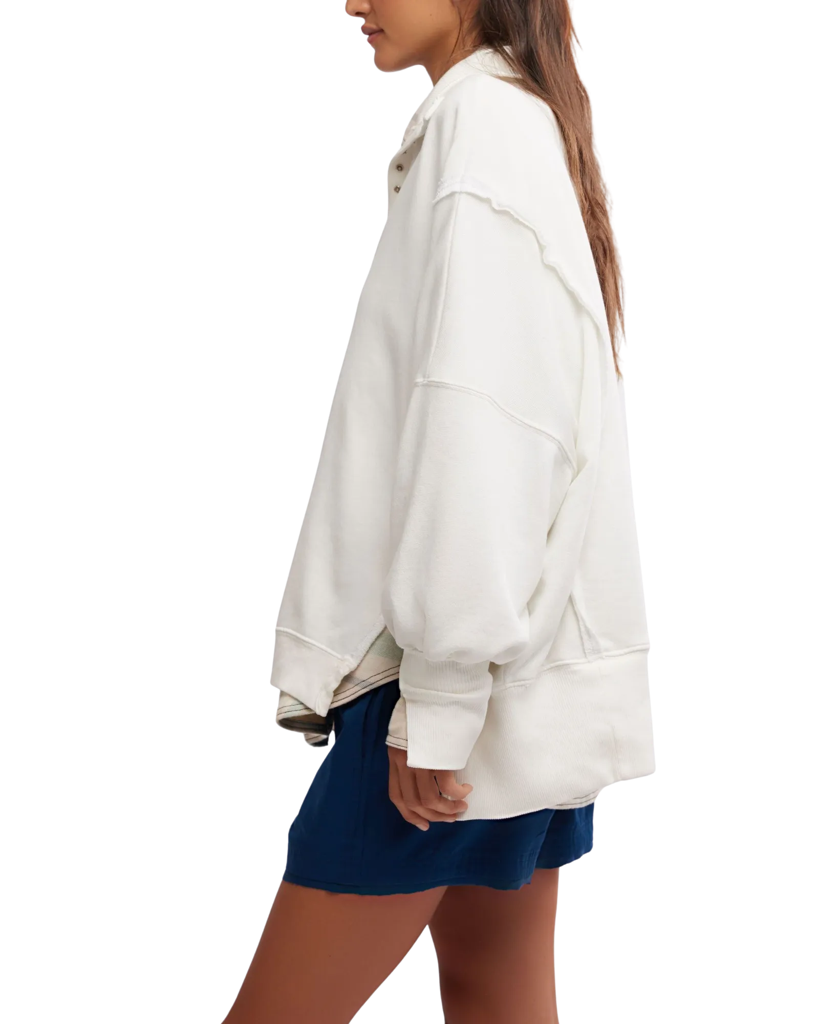 Camden Henley 1/4 Zip Sweatshirt in Optic White