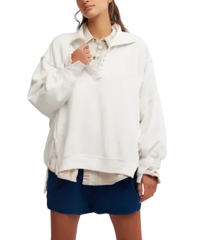 Camden Henley 1/4 Zip Sweatshirt in Optic White
