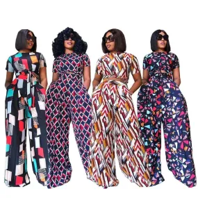 Casual Dresses  Women Print Blouse Pant Two Piece Set