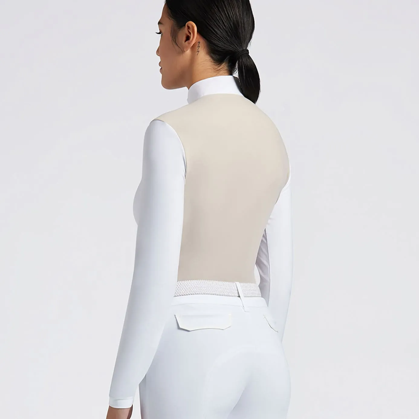 Cavalleria Toscana Jersey Fleece Show Shirt - White/Sand