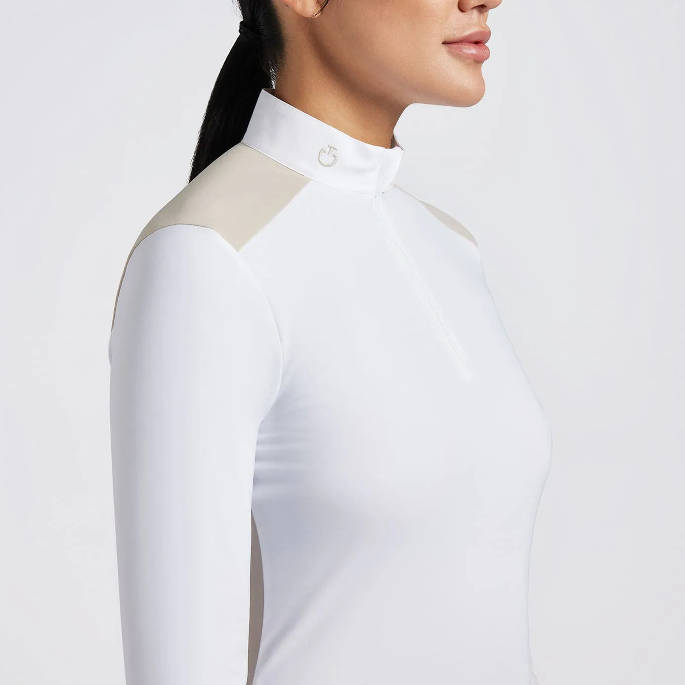 Cavalleria Toscana Jersey Fleece Show Shirt - White/Sand