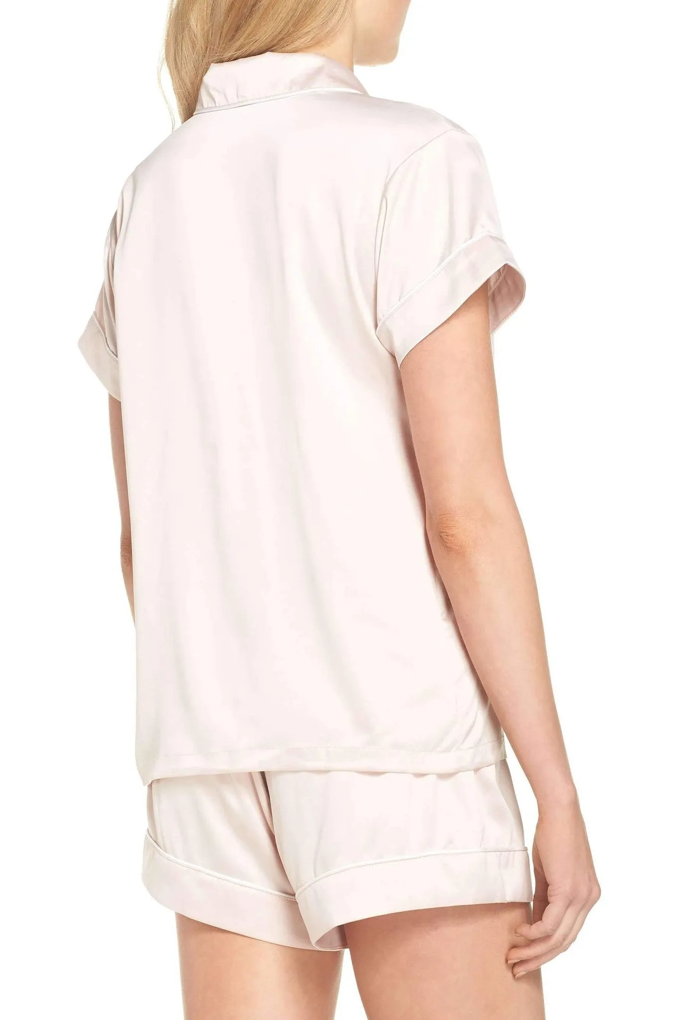 Classic Grace Short Pyjama Set - Blush with White Piping