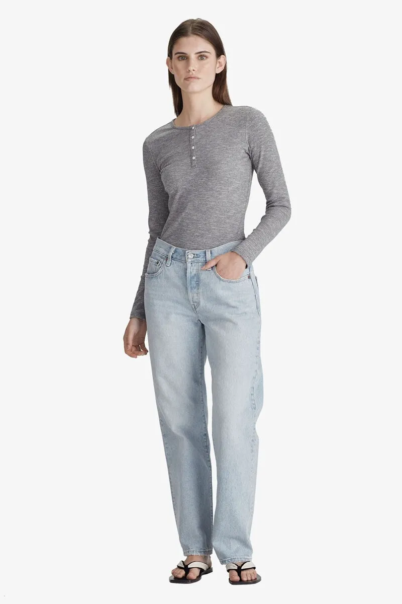 Commoners - Base Ribbed L/S Henley - Dark Marle