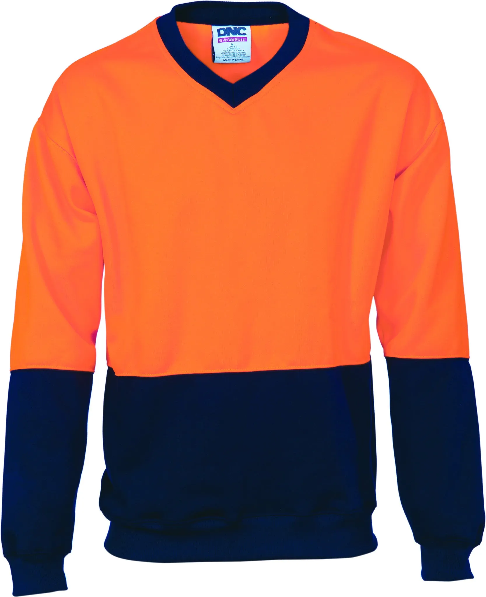 DNC Hi Vis Two Tone Fleecy Sweat Shirt V Neck (3822)