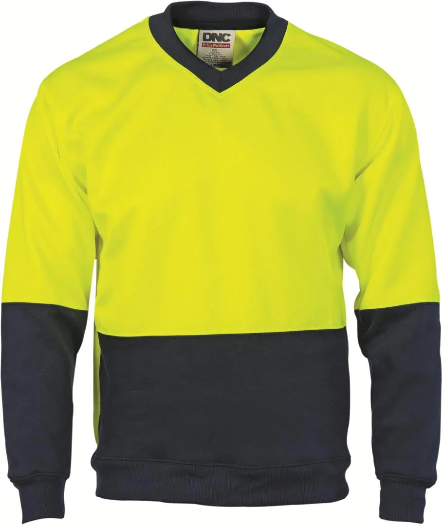 DNC Hi Vis Two Tone Fleecy Sweat Shirt V Neck (3822)