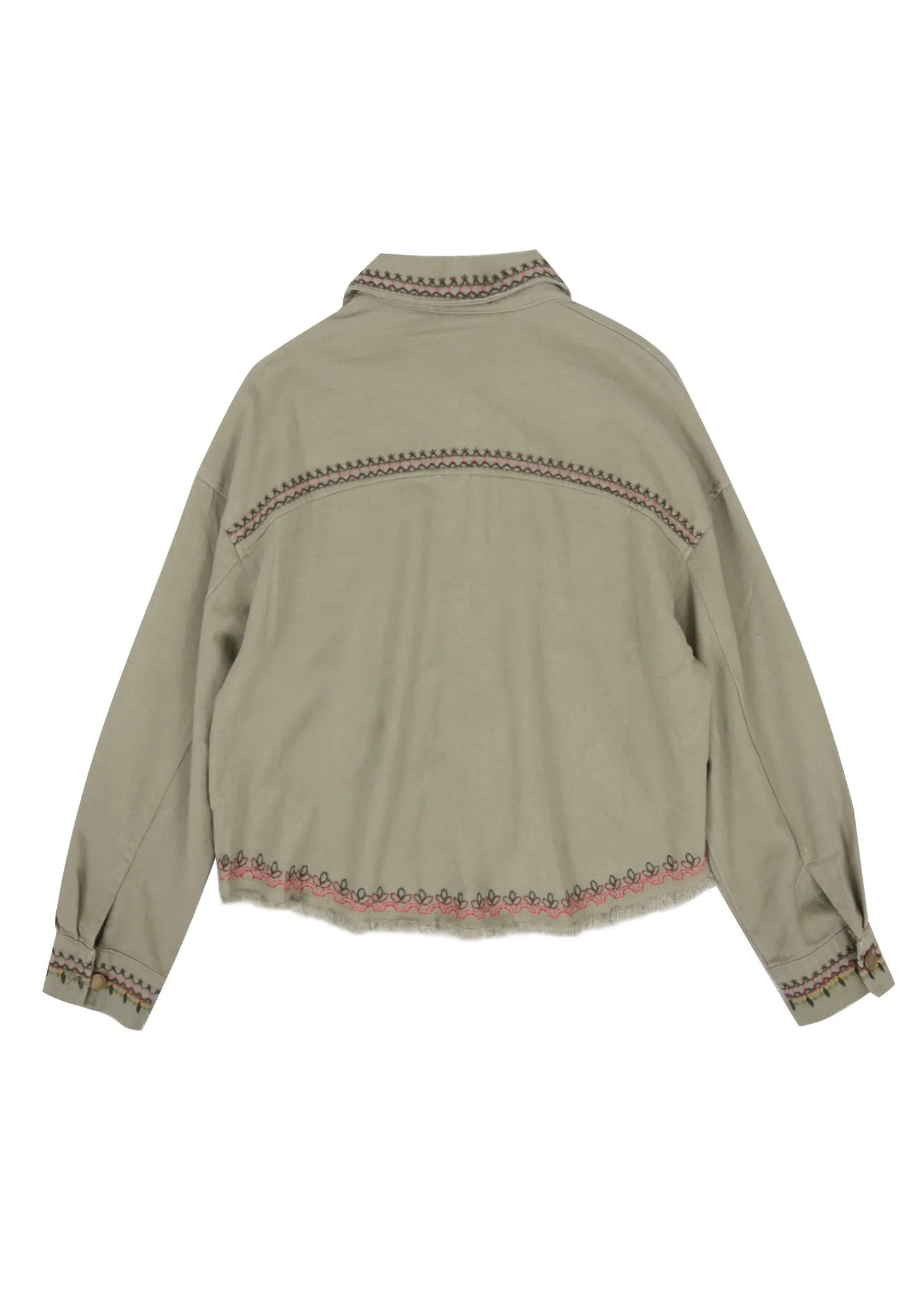 Embroidered Detail Button Down Shacket
