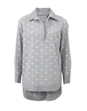 Floral Broderie Henley Blouse