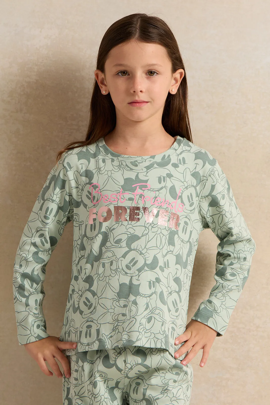 Girls Blue  Minnie Mouse Pyjama Set (2 Piece)