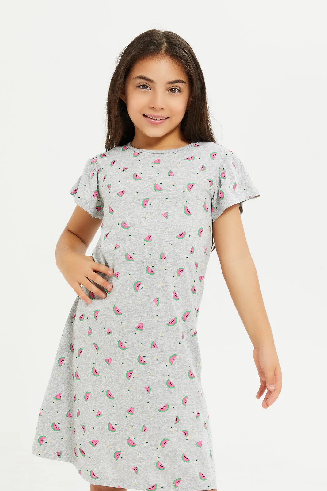 Girls Grey Water Melon Night Shirt