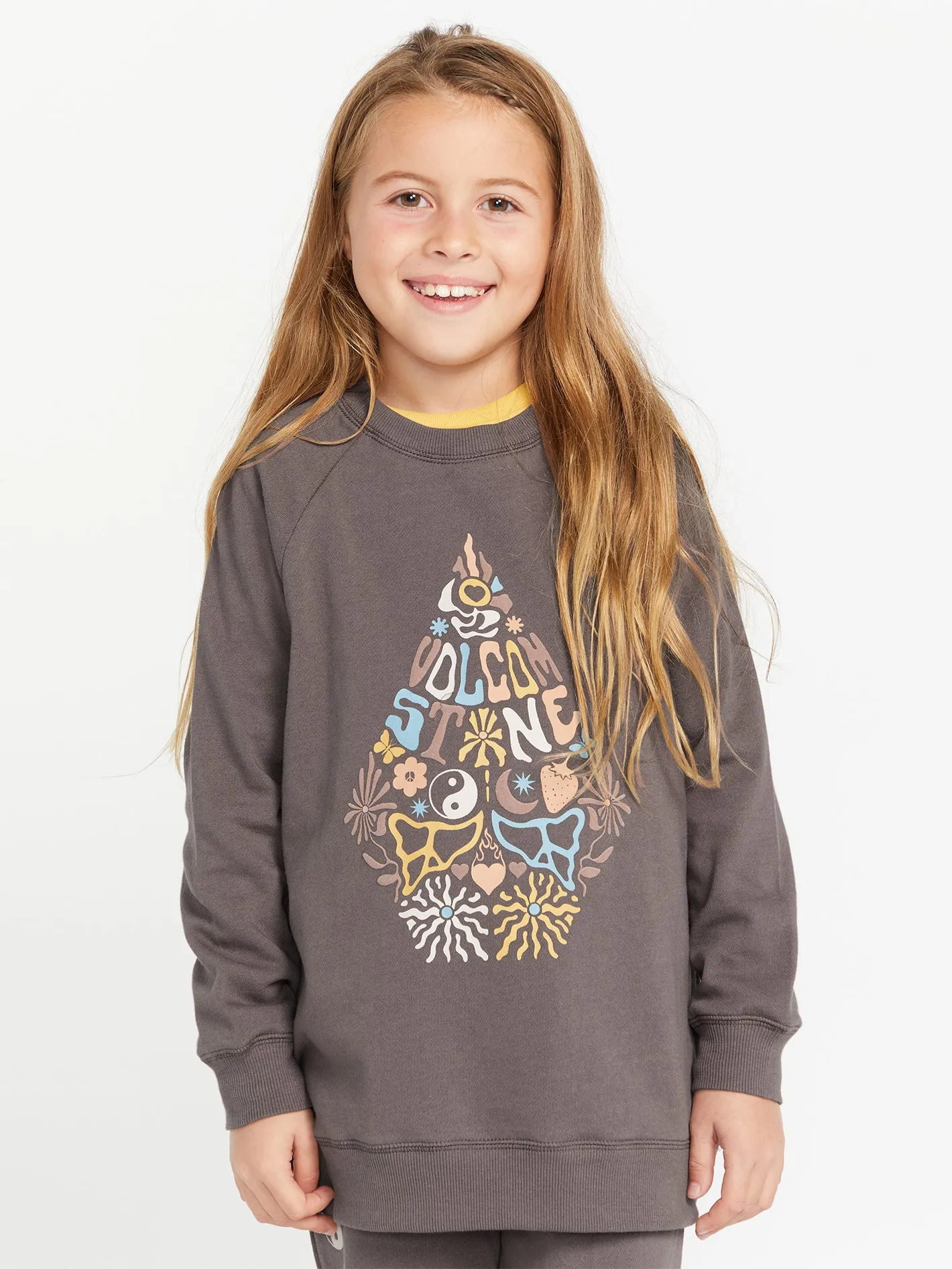 Girls Truly Stokin Boyfriend Crew Sweatshirt - Slate Grey