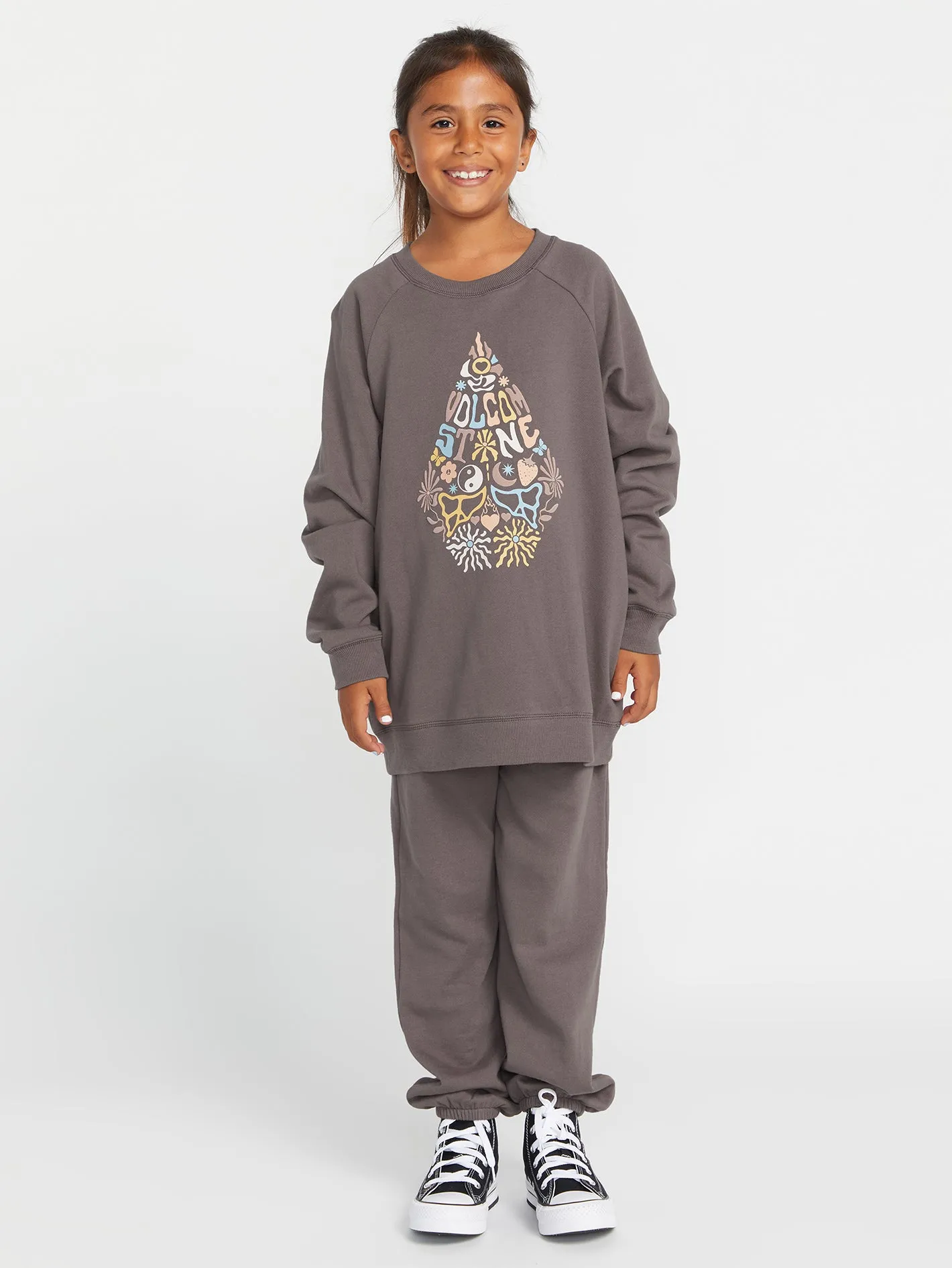 Girls Truly Stokin Boyfriend Crew Sweatshirt - Slate Grey