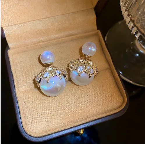 Glamorous Stunning Celebrity Inspired Silver Plated Pearl Earrings