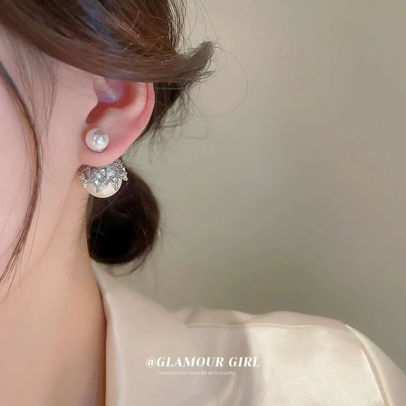 Glamorous Stunning Celebrity Inspired Silver Plated Pearl Earrings