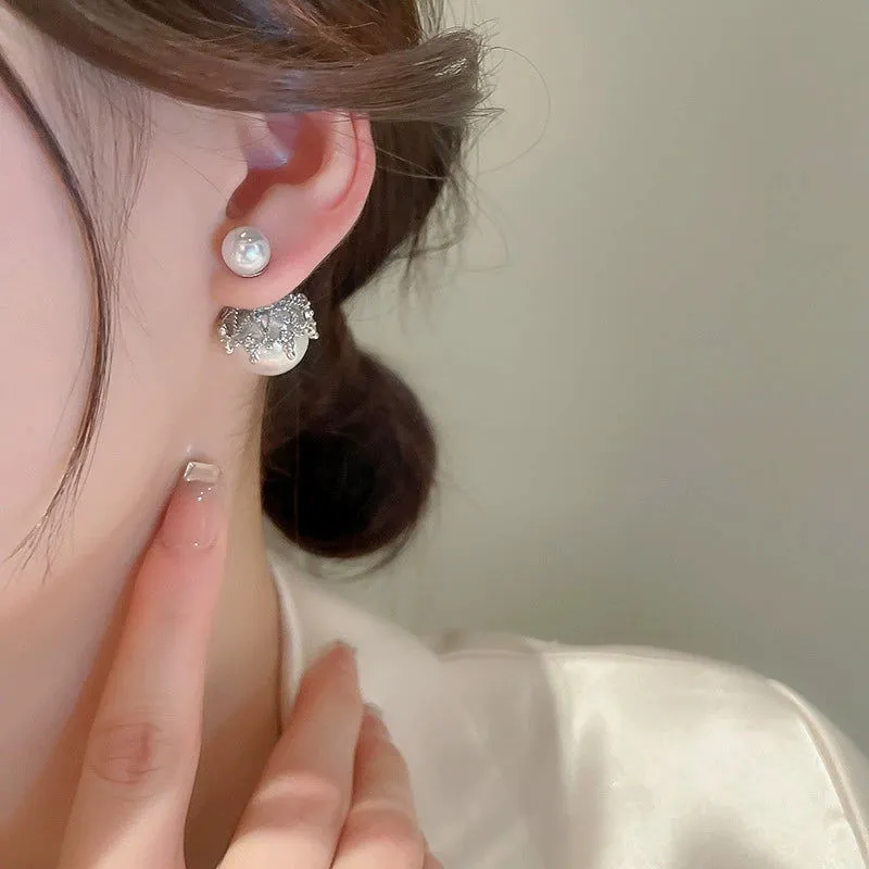Glamorous Stunning Celebrity Inspired Silver Plated Pearl Earrings