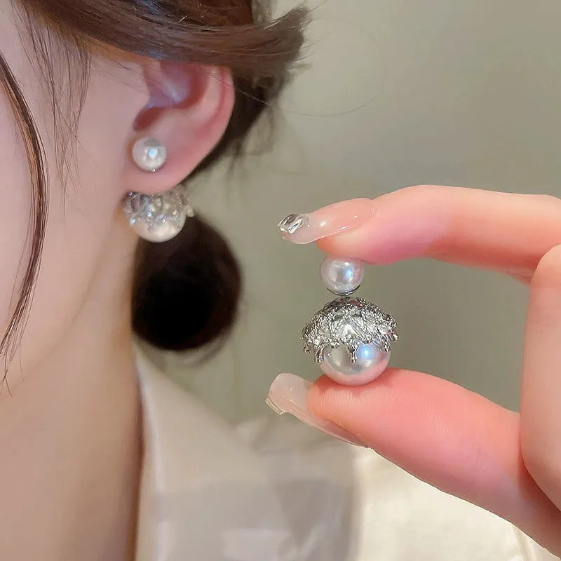 Glamorous Stunning Celebrity Inspired Silver Plated Pearl Earrings