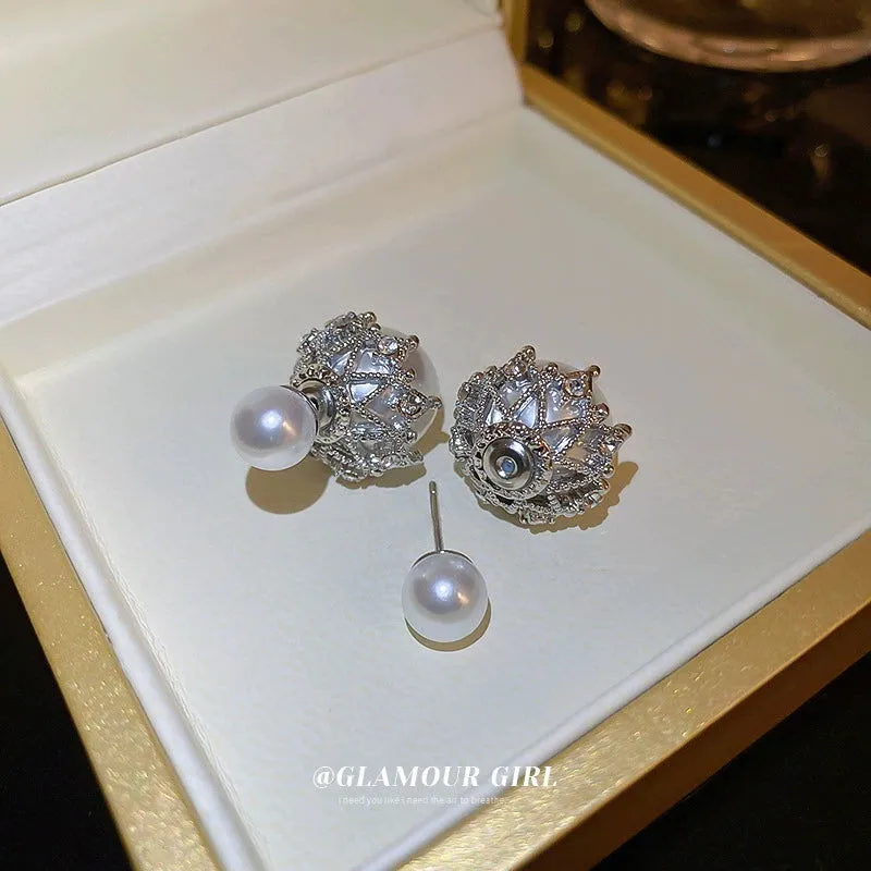 Glamorous Stunning Celebrity Inspired Silver Plated Pearl Earrings