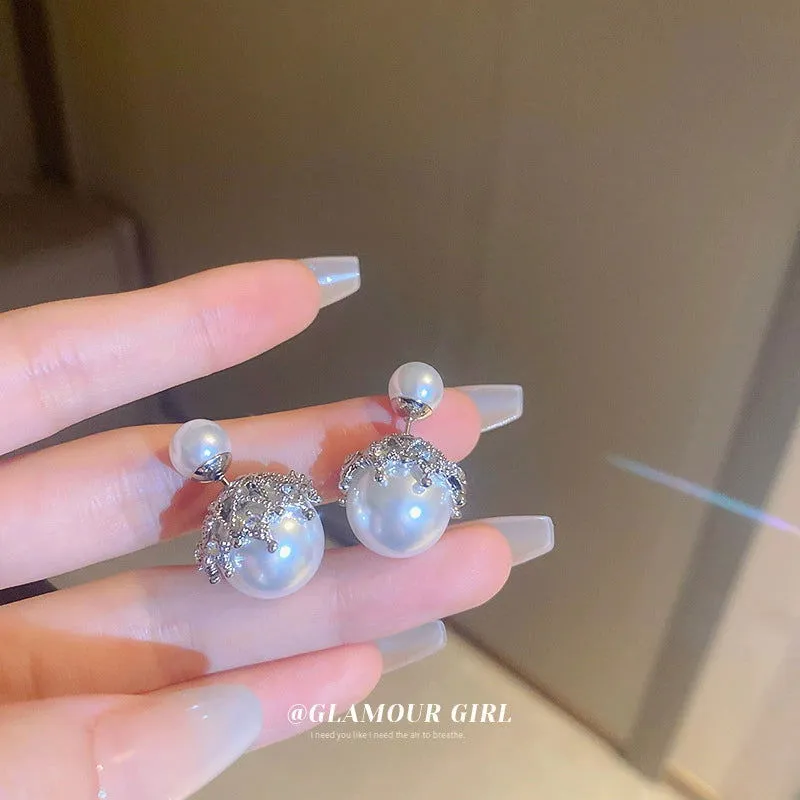 Glamorous Stunning Celebrity Inspired Silver Plated Pearl Earrings