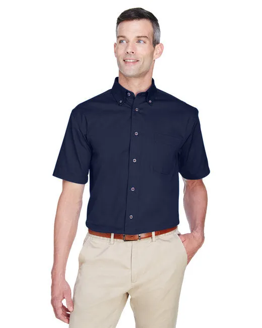 Harriton Men's Easy Blend™ M500S Short-Sleeve Twill Shirt with Stain-Release