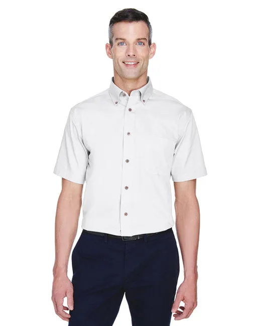 Harriton Men's Easy Blend™ M500S Short-Sleeve Twill Shirt with Stain-Release