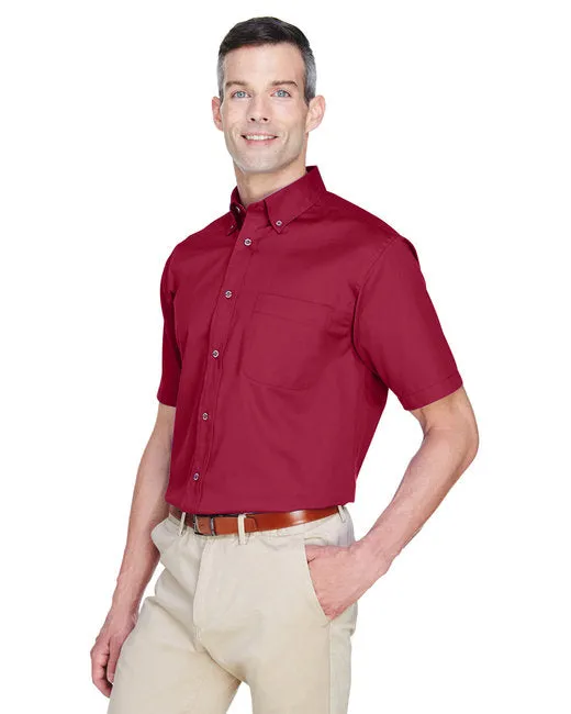 Harriton Men's Easy Blend™ M500S Short-Sleeve Twill Shirt with Stain-Release