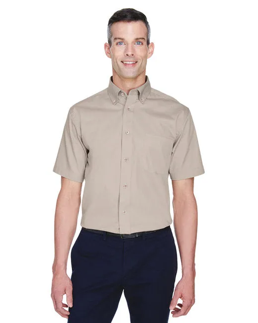 Harriton Men's Easy Blend™ M500S Short-Sleeve Twill Shirt with Stain-Release