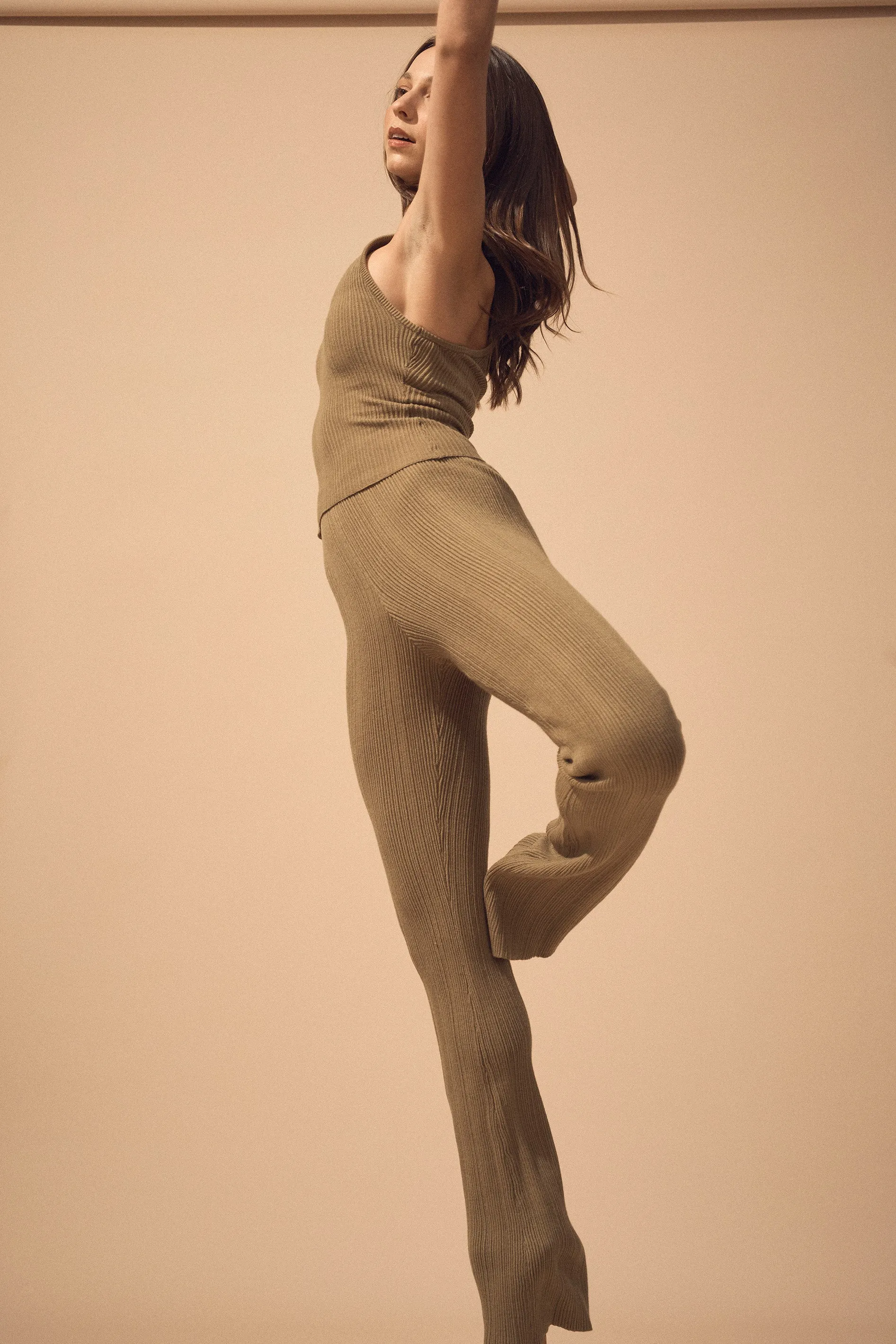 Henley Pants Khaki Cropped