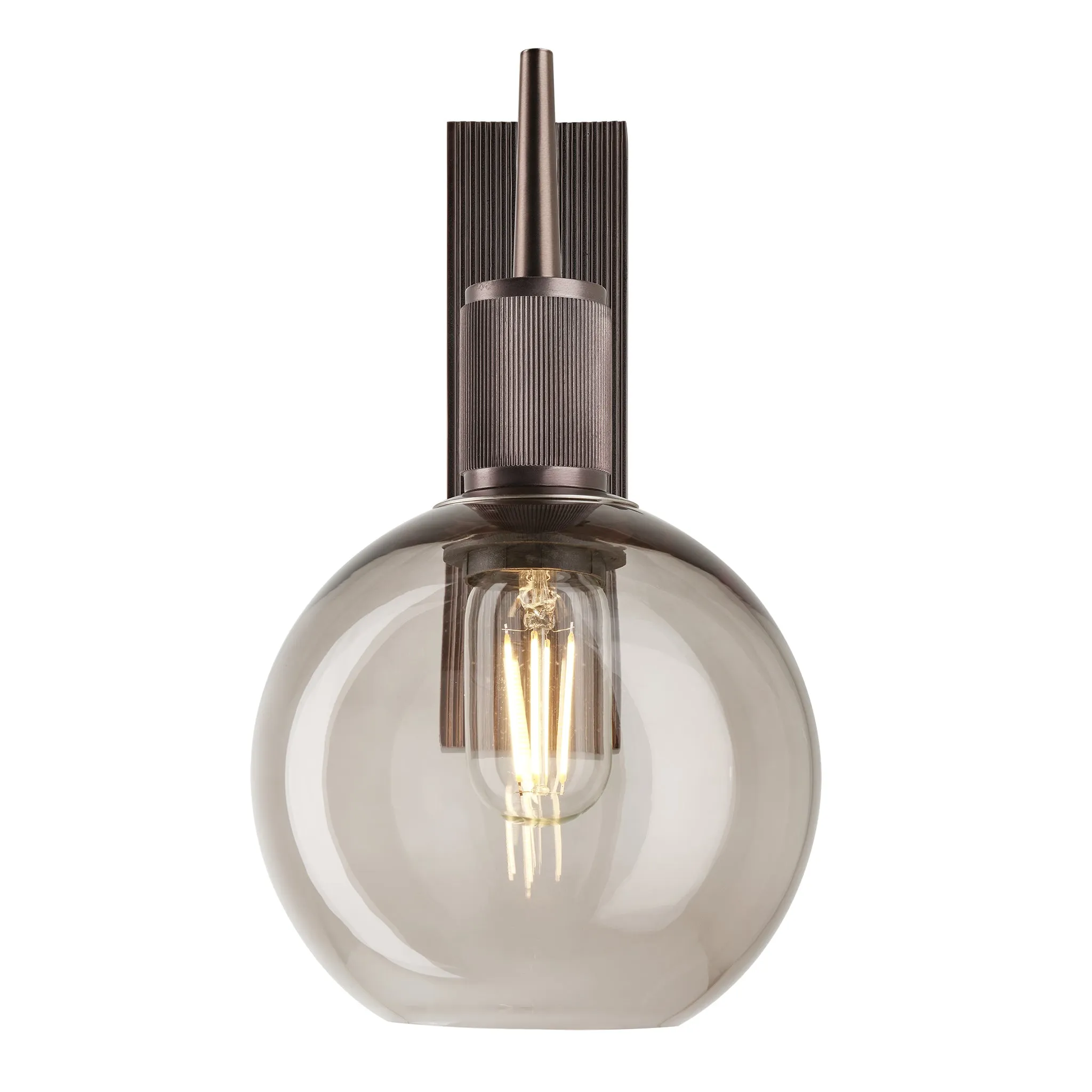 Henley Smoked Glass Globe Wall Light - 7 Inch - Mocha