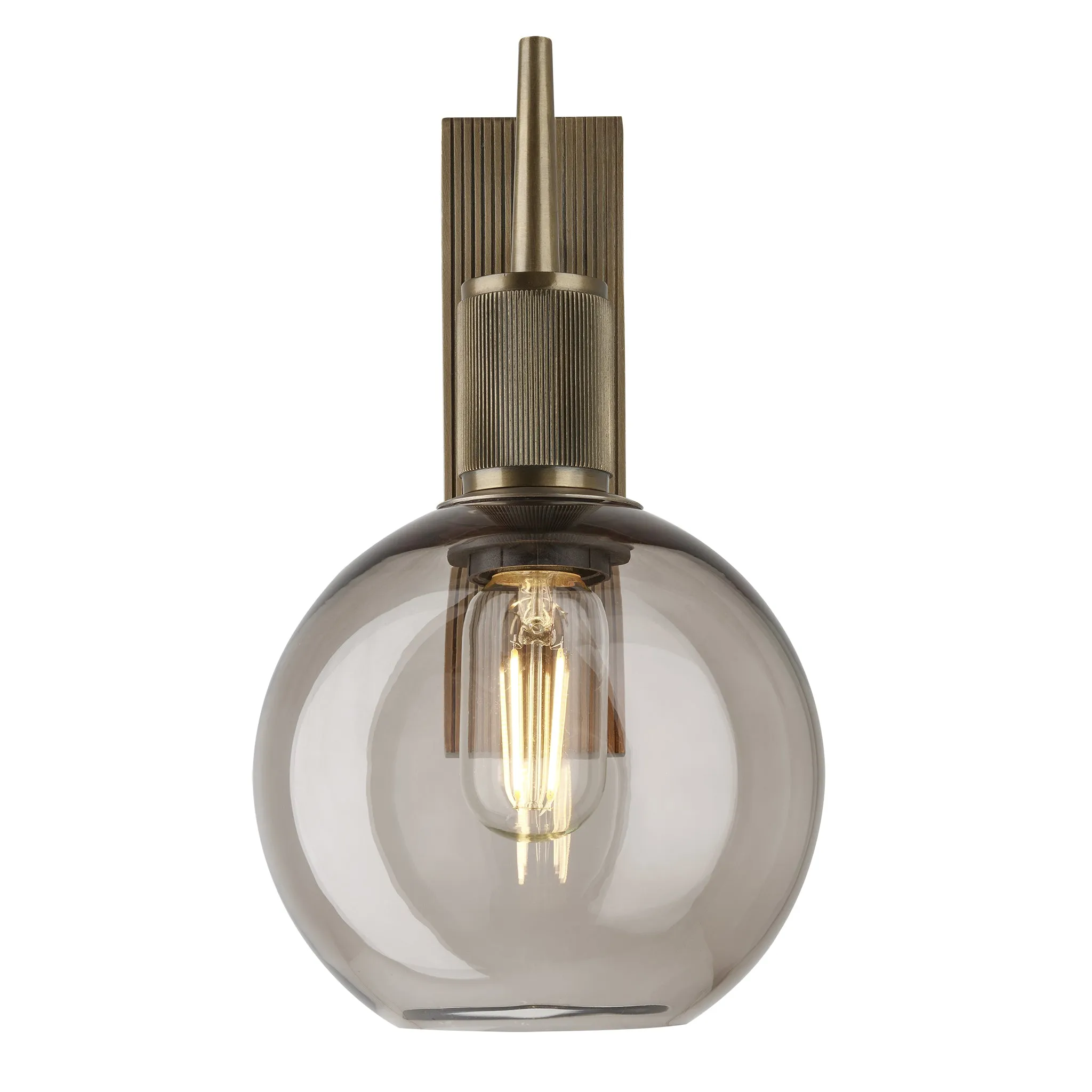 Henley Smoked Glass Globe Wall Light - 7 Inch - Mocha
