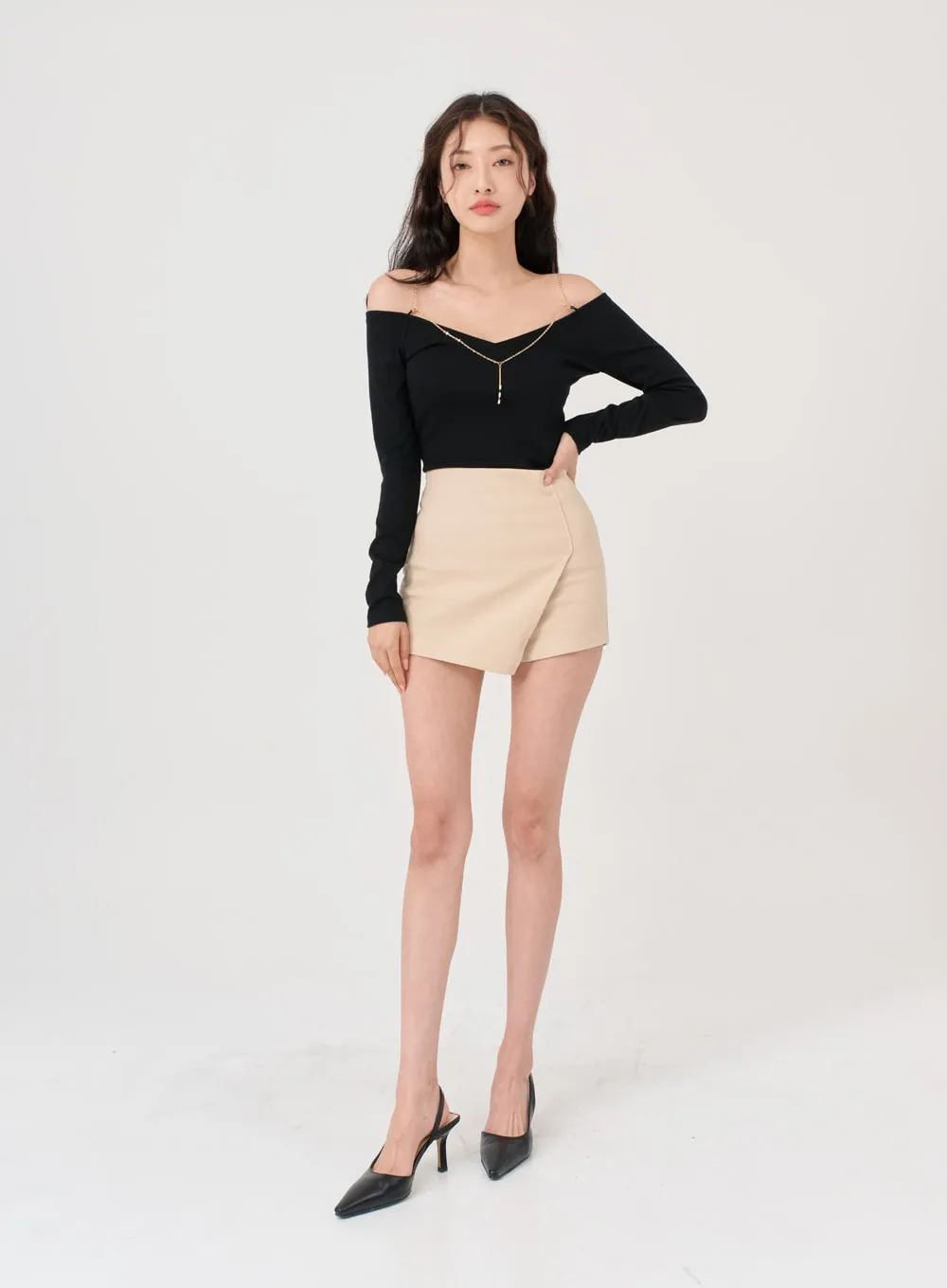 High Waist Wrap Span Mini Skort IG18