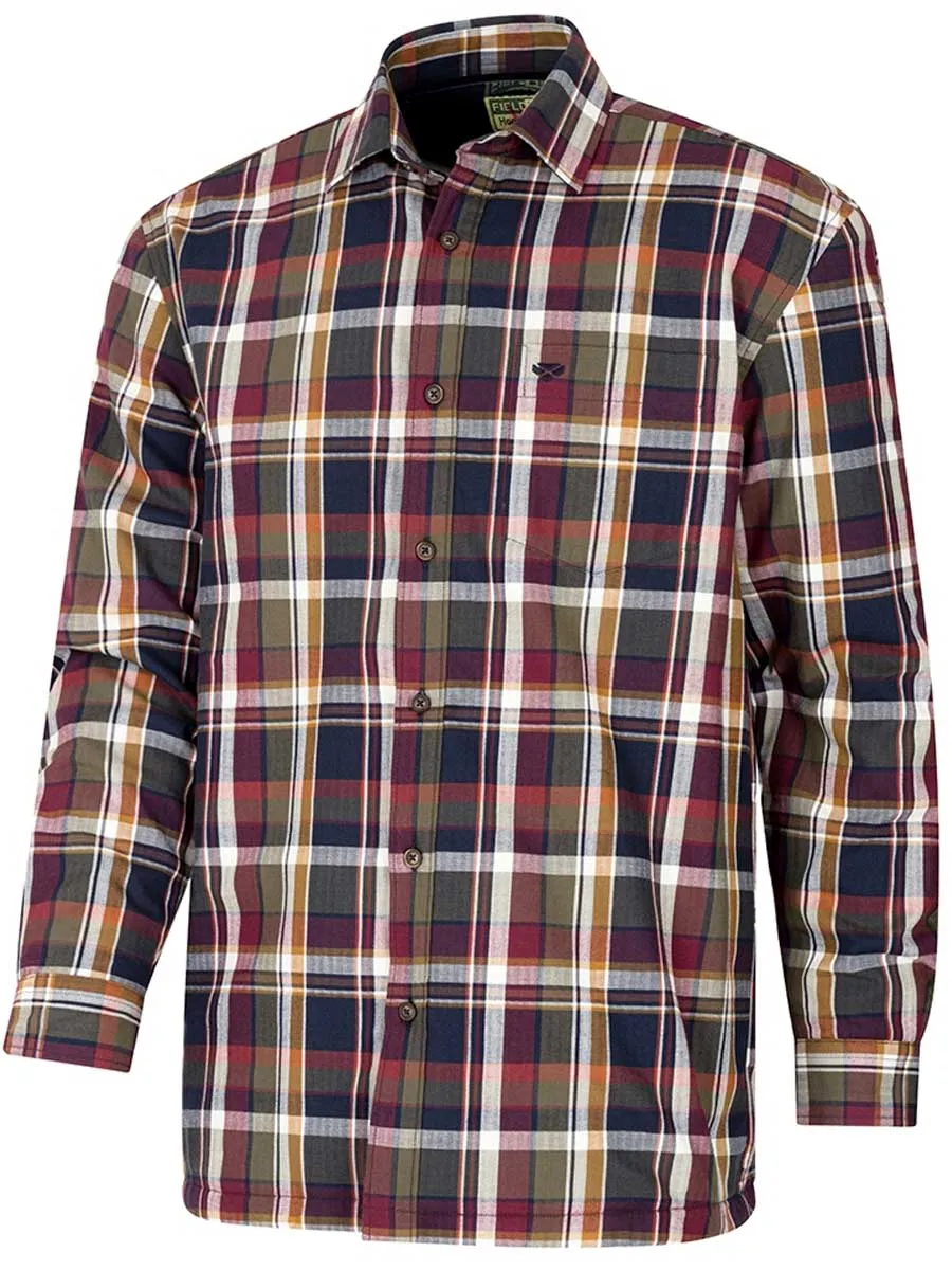 HOGGS OF FIFE Arran Microfleece Lined Cotton Shirt - Mens - Wine / Olive Check