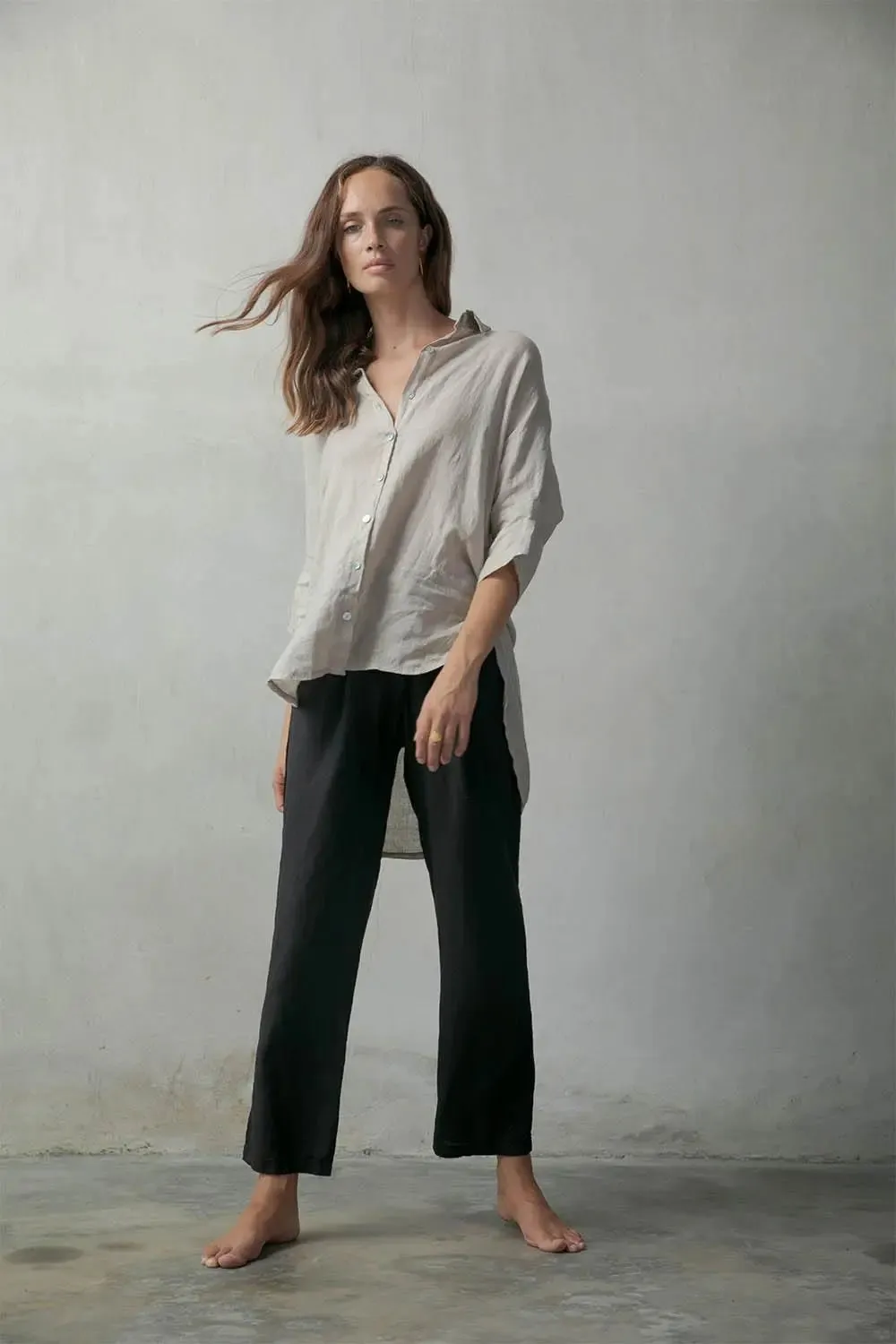 Il Ragazzo Boyfriend Linen Shirt Natural