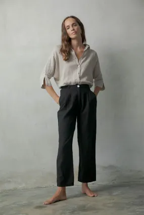Il Ragazzo Boyfriend Linen Shirt Natural