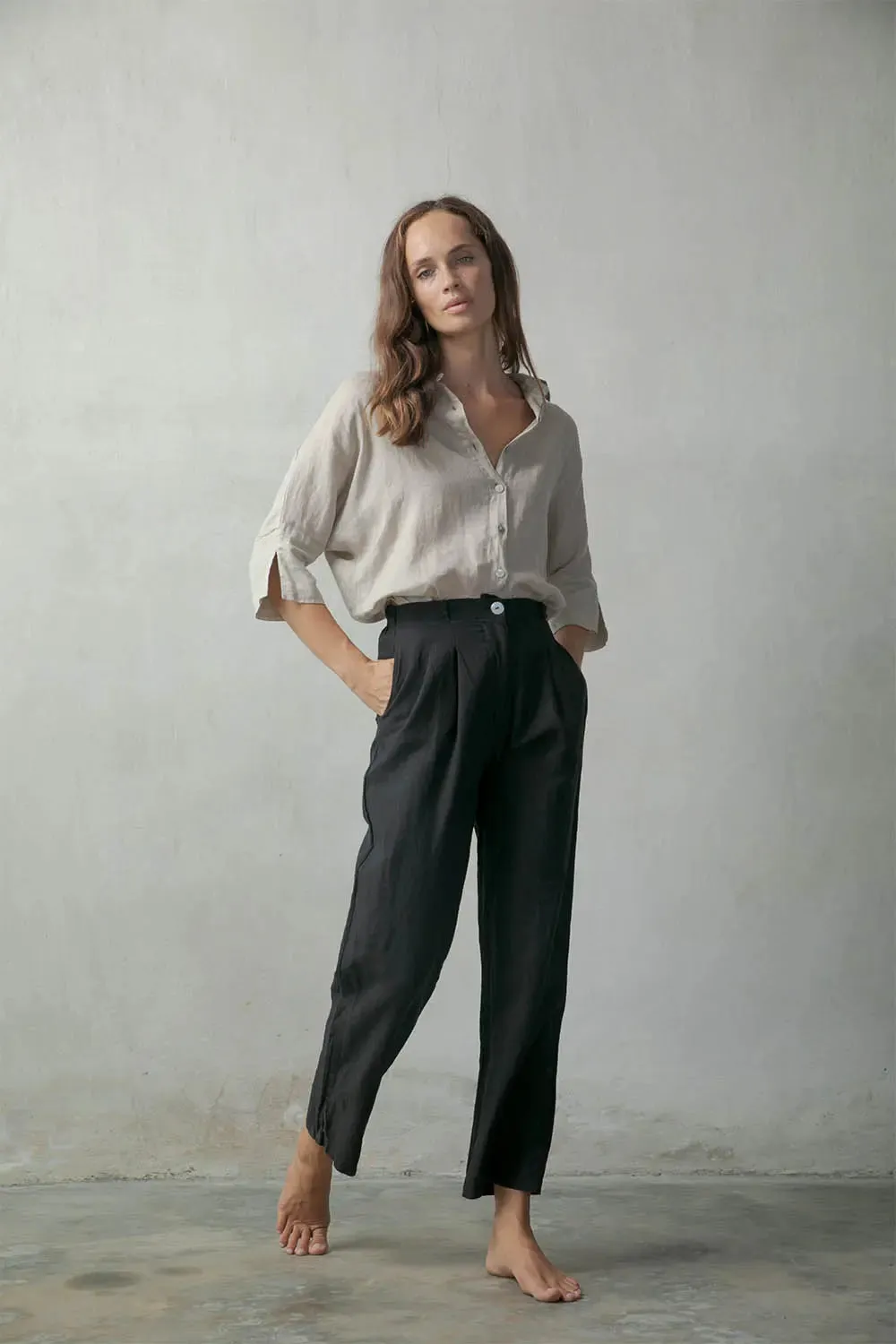 Il Ragazzo Boyfriend Linen Shirt Natural